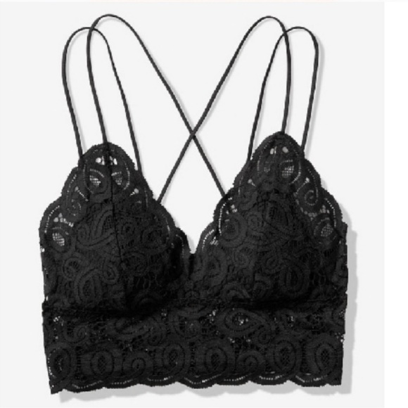 PINK Victoria Secret Black Lace Bralette Size: XL - Picture 2 of 7